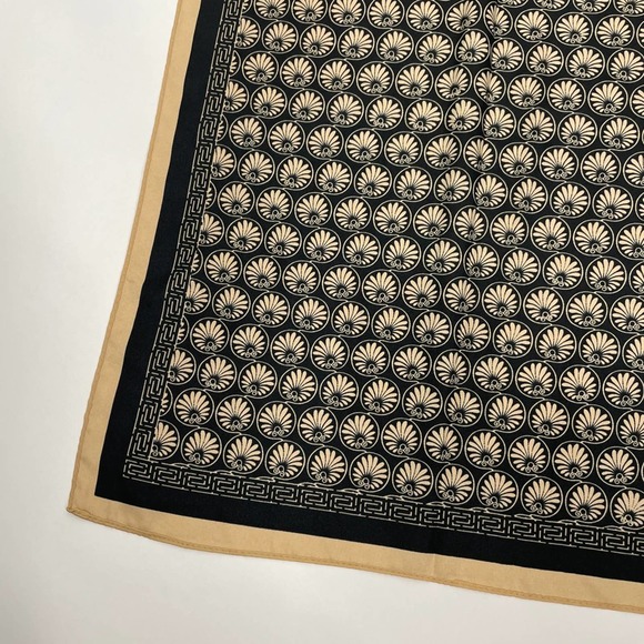 NEW Tan Black Cream Geometric Printed Silky Fashion Scarf - Picture 4 of 8